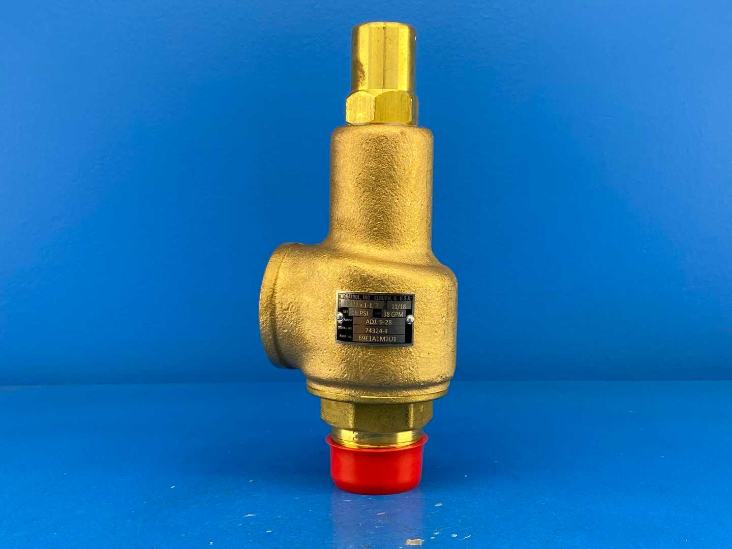 Aquatrol Inc. 69E1A1M2U1-15, 1-1/2 x 1-1/2 Safety Valve 15PSI 38GPM ADJ 9-28