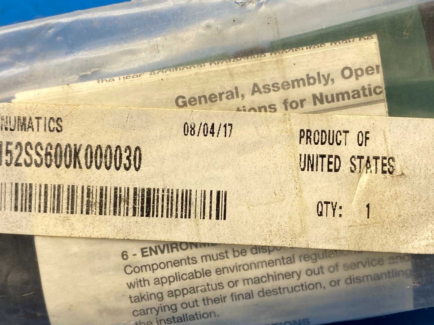 Numatics 152SS600K000030, 1/4" Solenoid Air Control Valve 150PSIG-Air, 110/120V 12A