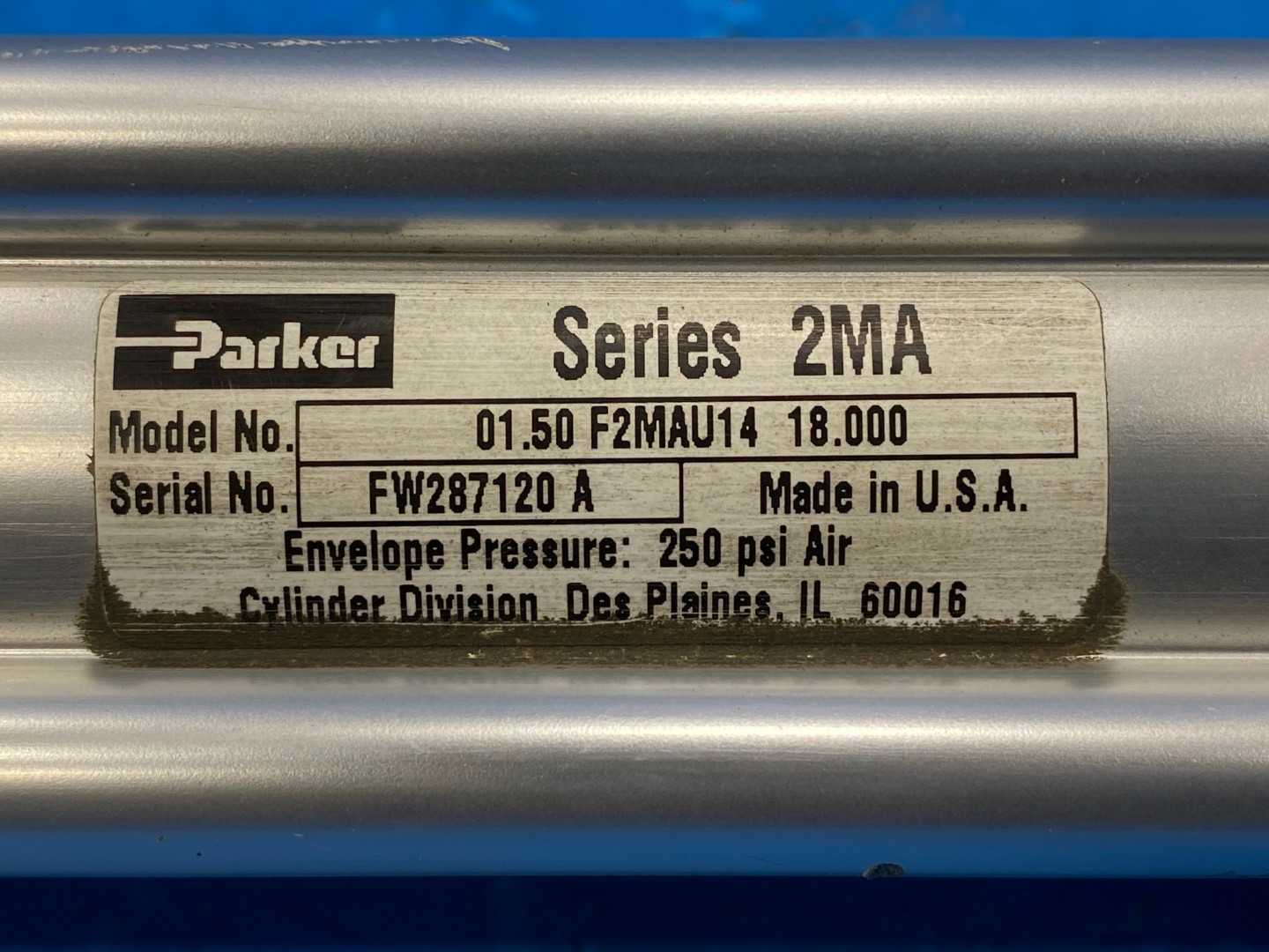 Parker 01.50 F2MAU14 18.000 Series 2MA Pneumatic Cylinder 250PSI Air 1-1/2" Bore 18" Stroke