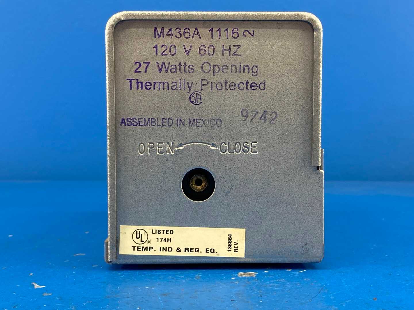 Honeywell M436A 1116, 24V Damper Motor, 25 lb-in Torque, Spring Return, Direct Mount