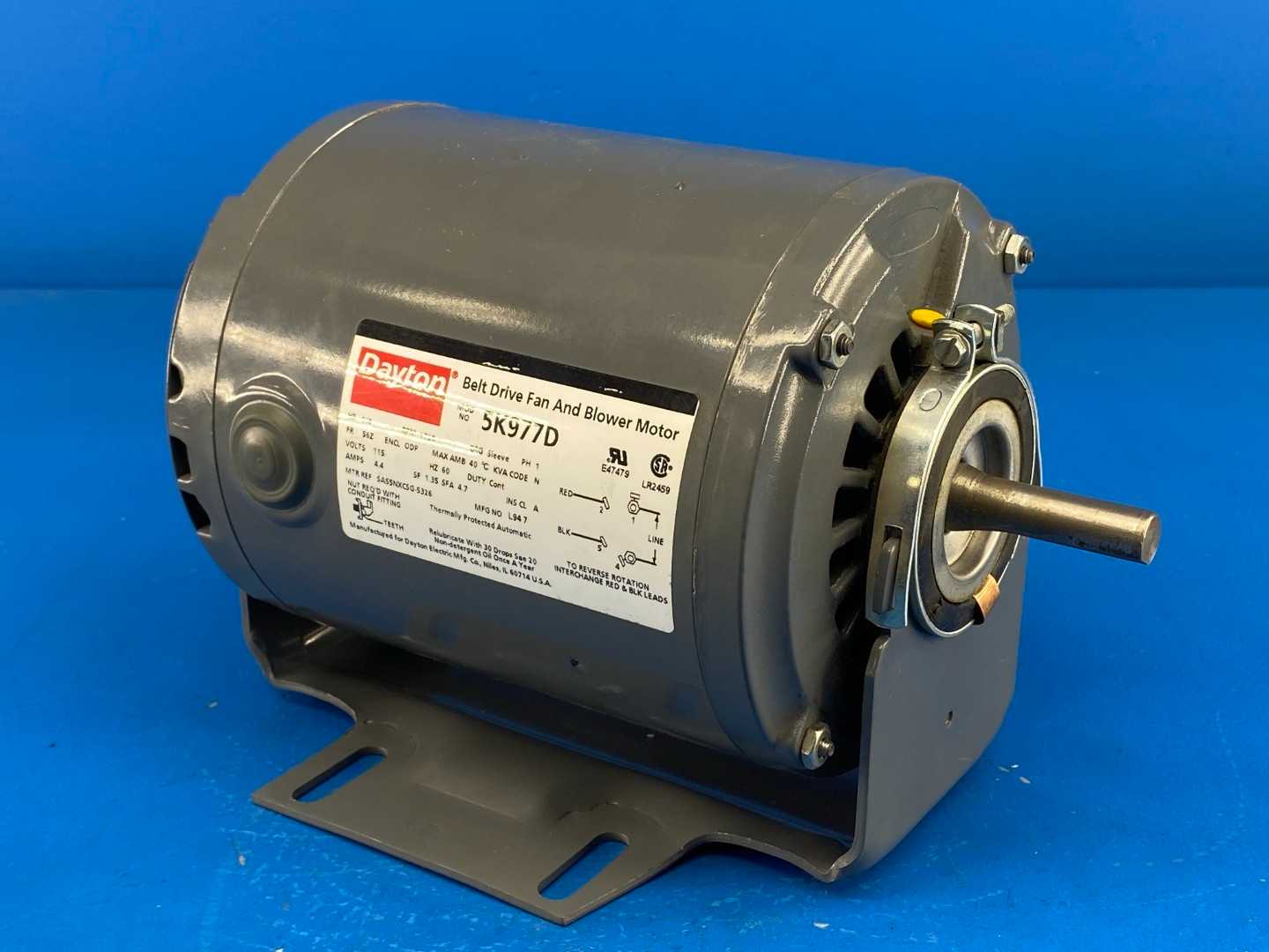 1/4HP 115V 1PH Dayton 5K977D, 1725 RPM 56ZFR, Split-Phase Belt Drive Fan & Blower Motor