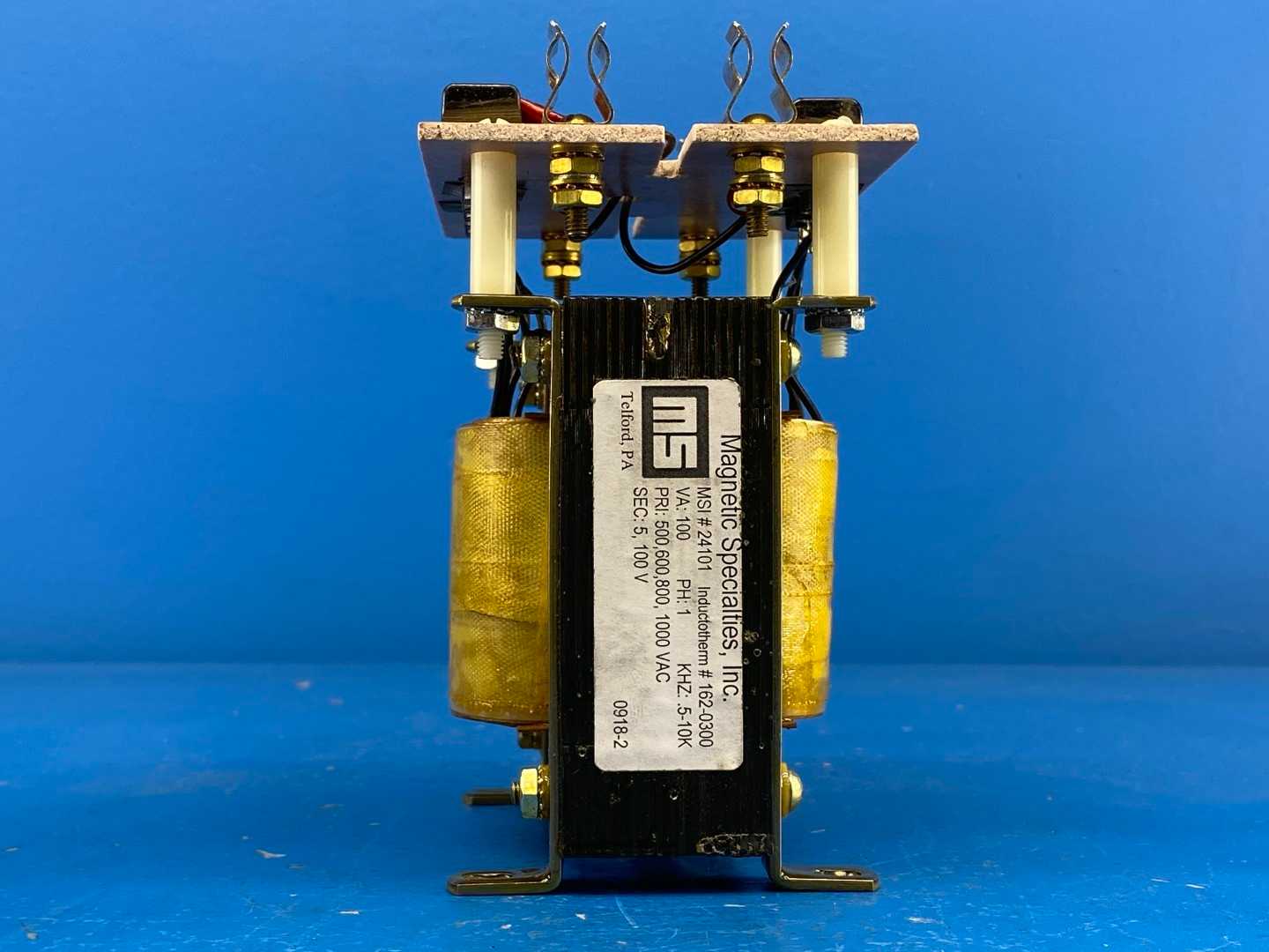MSI #24101 Inductotherm #162-0300 Plate Transformer 100VA, PRI 500–1000V, SEC 5/100V