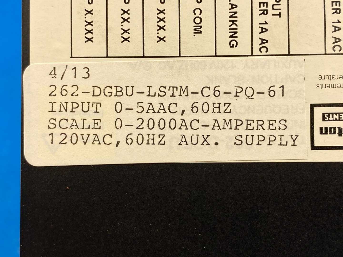 Crompton 262-DGBU-LSTM-C6-PQ-61 Digital Panel Meter 0–5A Input 0–2000A Scale 120V 60Hz