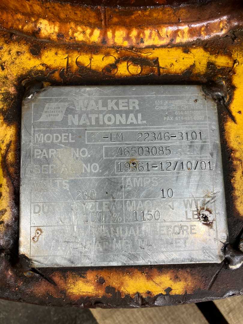 WALKER LIFTMASTER 30-LM 22346-3101 2001 30"  SCRAP HANDLING MAGNET 46503085