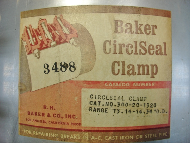 Baker Circlseal Full Circle clamps 300-20-1320 12 inch pipe 13.14" O.D. - 14.34"