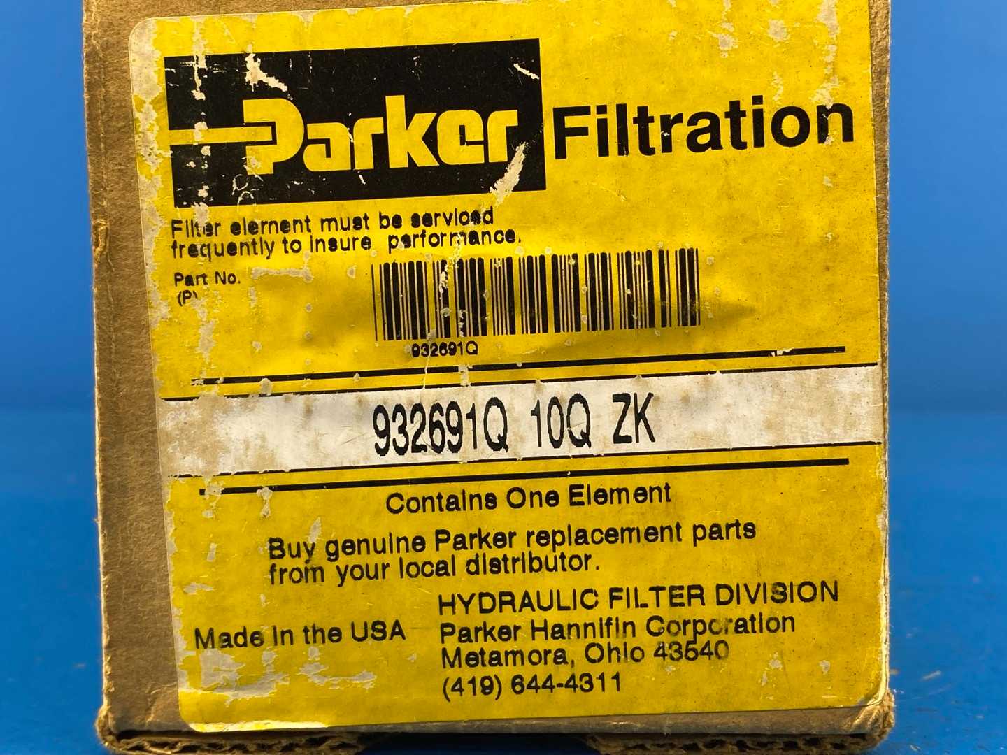 Parker Filtration 932691Q 10Q ZK, Low Pressure Filter Moduflow Plus Series Replacement Element