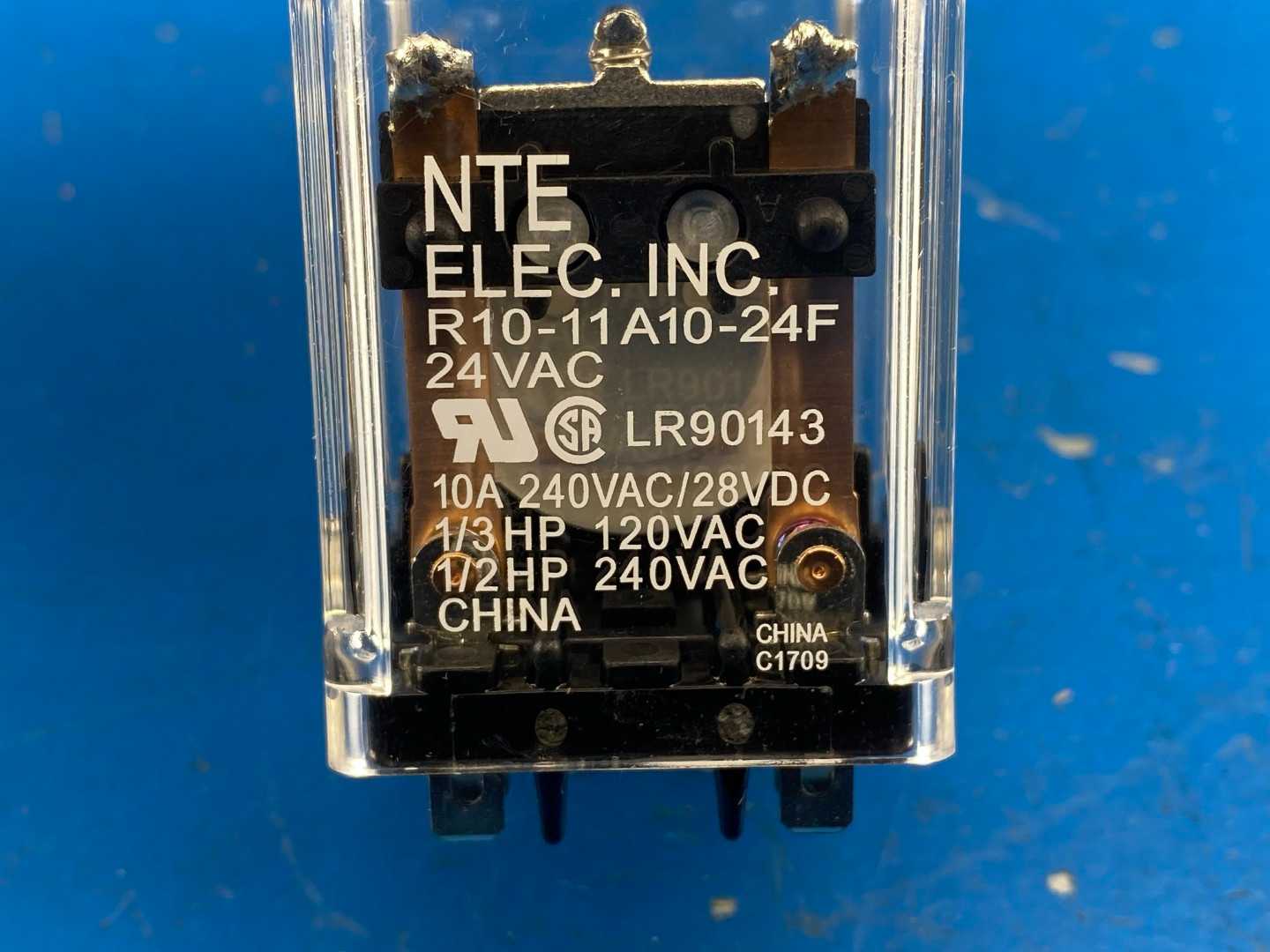 NTE R10-11A10-24F Relay, DPDT, 24 VAC coil, 10 A