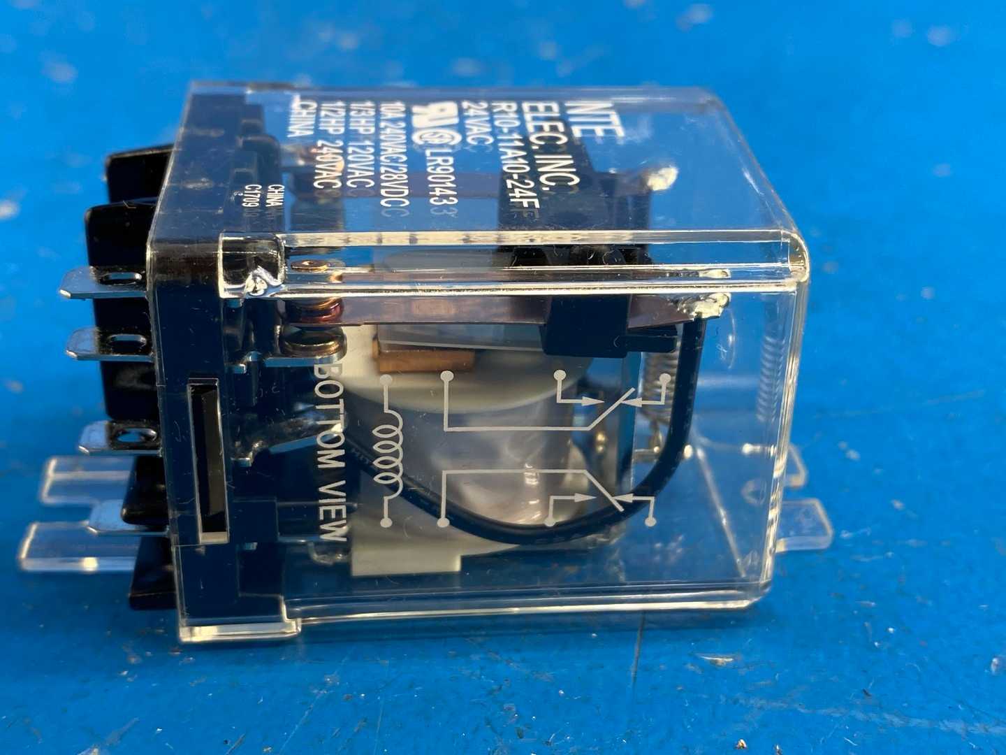 NTE R10-11A10-24F Relay, DPDT, 24 VAC coil, 10 A