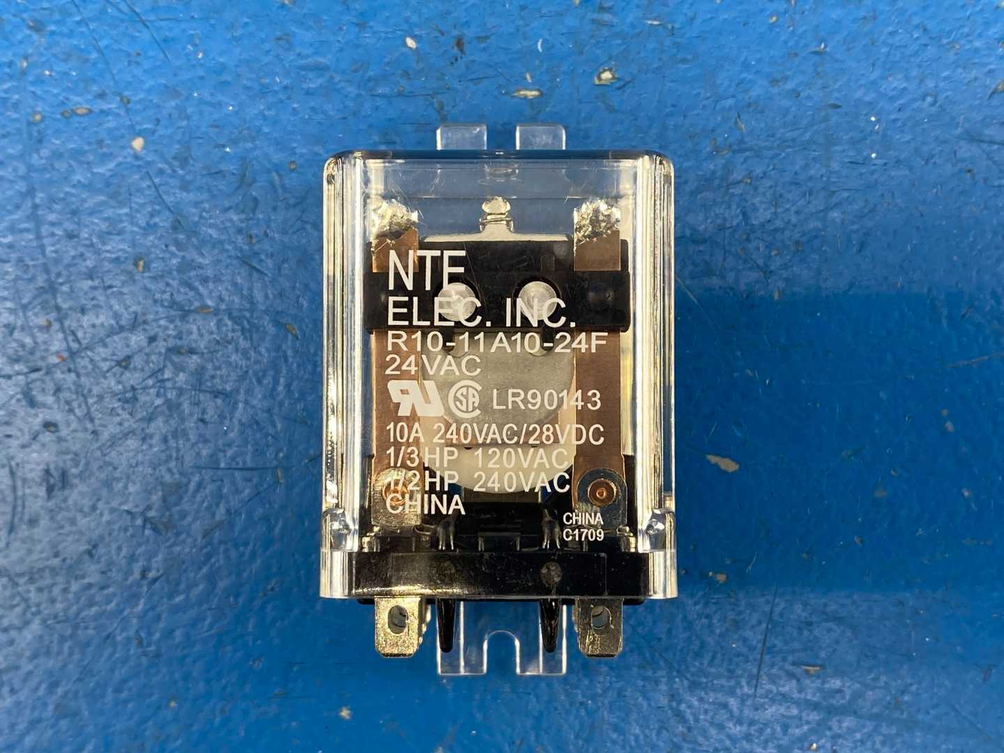 NTE R10-11A10-24F Relay, DPDT, 24 VAC coil, 10 A
