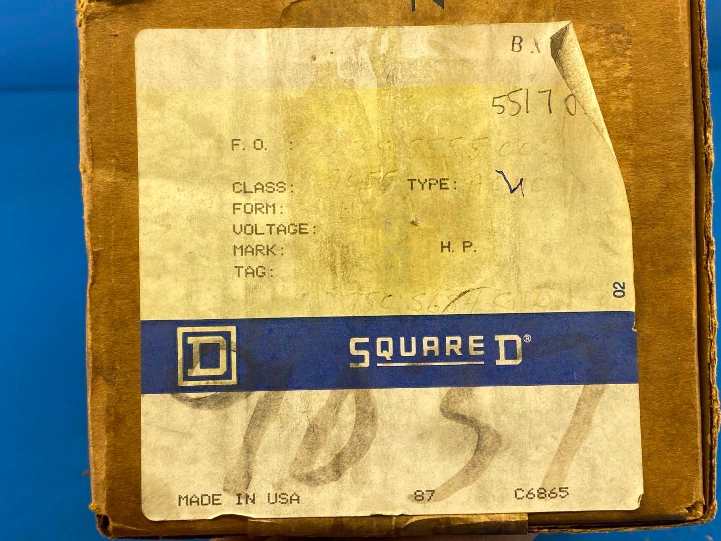 Square D Class 9055, Type A0110. Magnetic Current Overload Relay 600V 10A Form H3