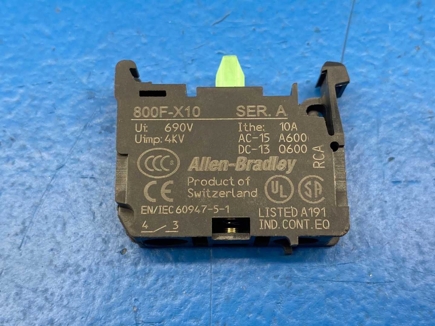 Allen-Bradley 800F-X10 Contact Block 10A 690V