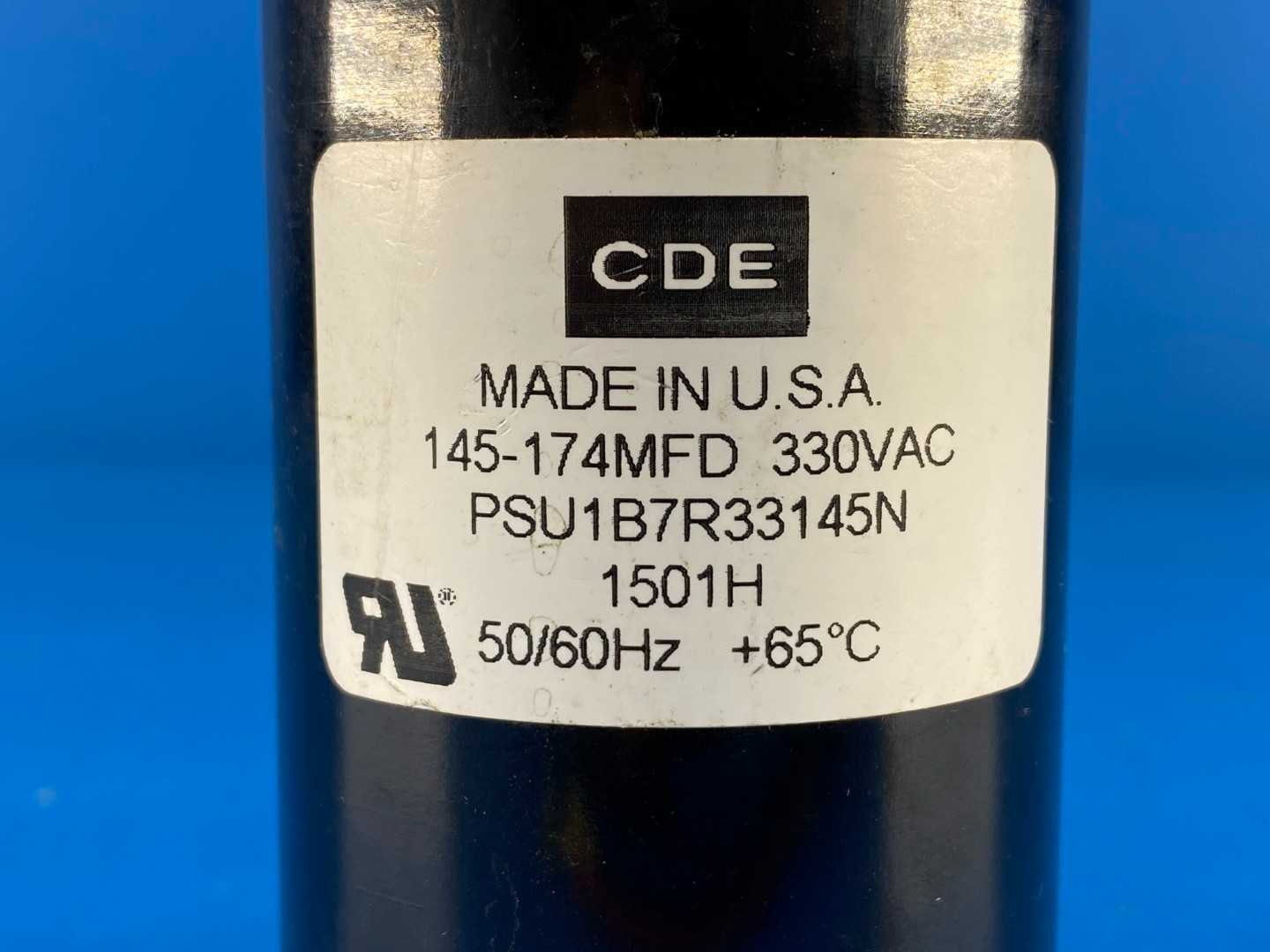 CDE 145-174 MFD Motor Start Capacitor 330VAC 50/60Hz +65°C