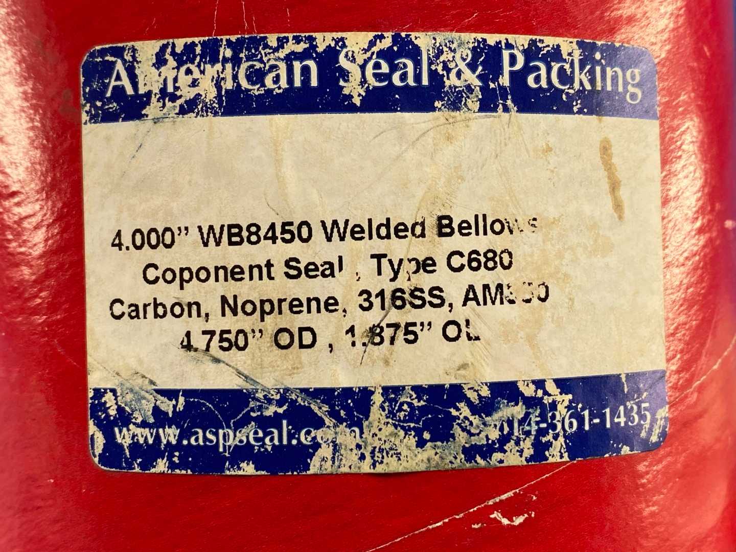 AS&P WB8450 4.00" Welded Bellows Component Seal Type C680 316SS AM350 4.750" OD x 1.875" OL