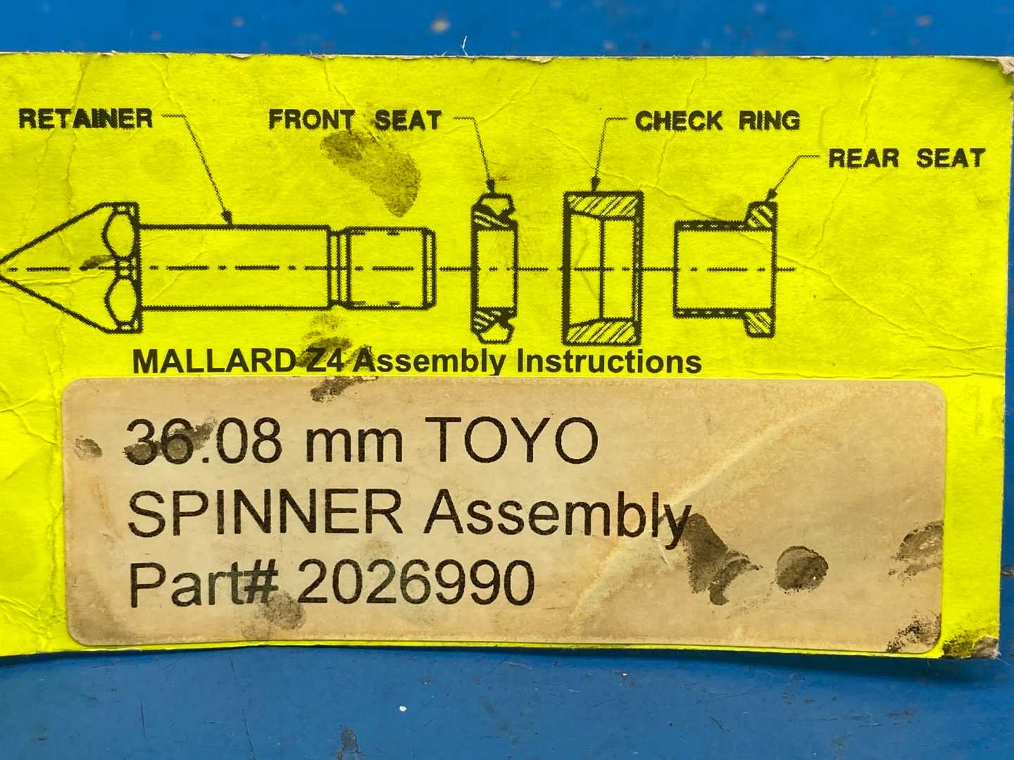 Zeiger 2026990 Mallard Z4 Valve, Spinner Assembly 36.08MM for TOYO Injection Molding Machines