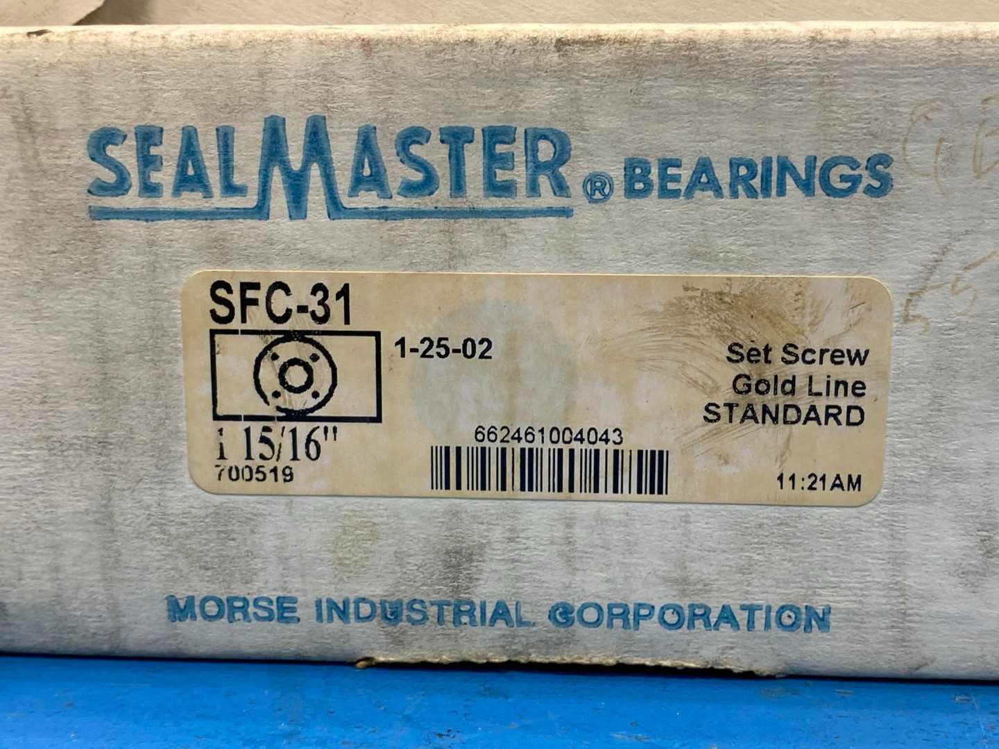 Sealmaster SFC-31, 1-15/16" Bore, 4-Bolt Flange Bearing Gold Line Standard, Set Screw Locking
