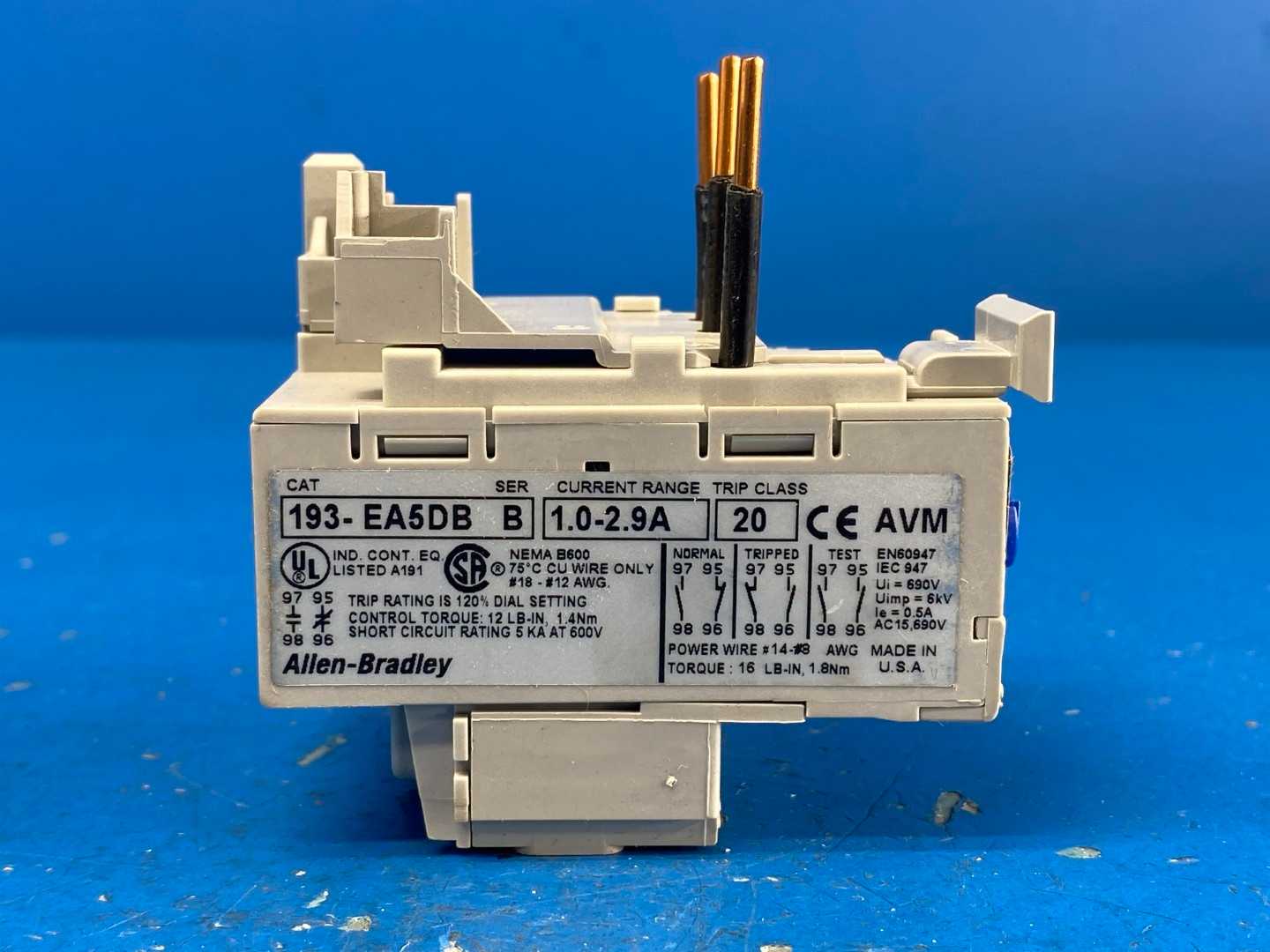 Allen-Bradley 193-EA5DB E1 Plus Motor Overload Solid State Relay 1.0-2.9A 600V 