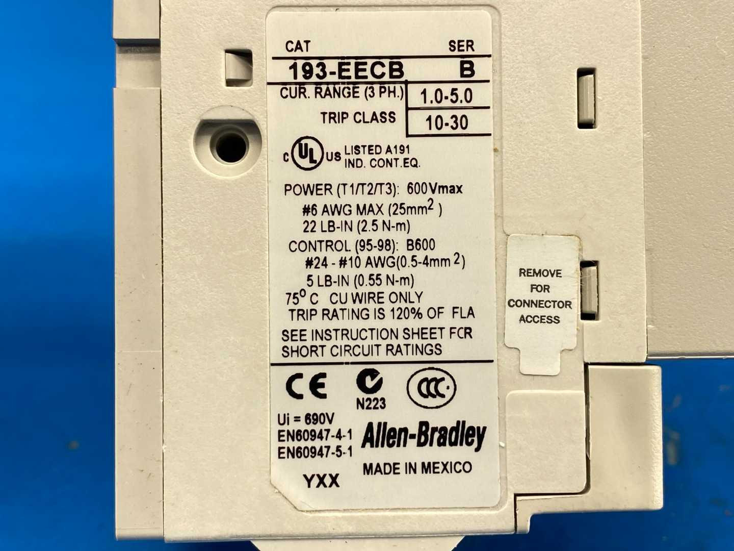 Allen-Bradley 193-EECB E1 PLUS Overload Relay Series B