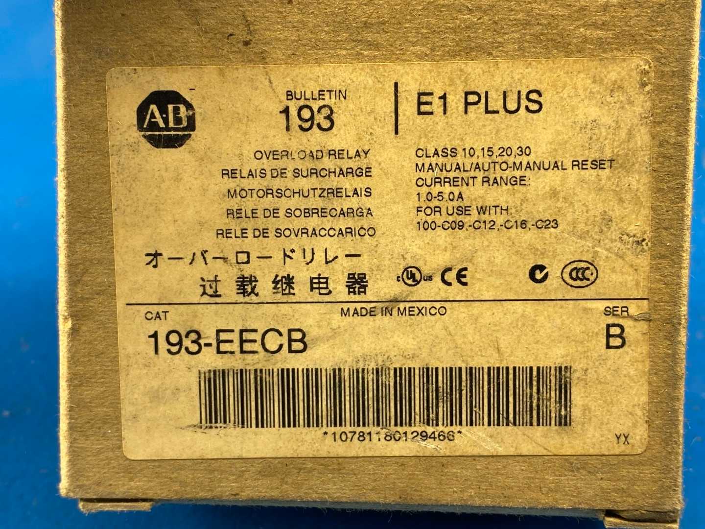 Allen-Bradley 193-EECB E1 PLUS Overload Relay Series B