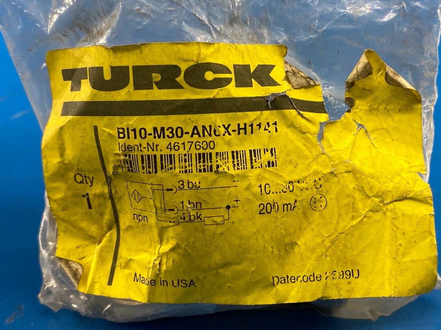 Turck BI10-G30-AZ3X-B1131 Inductive Proximity Sensor 10 mm M30 20-250 VAC /10-300 VDC NO Metal Barrel IP67