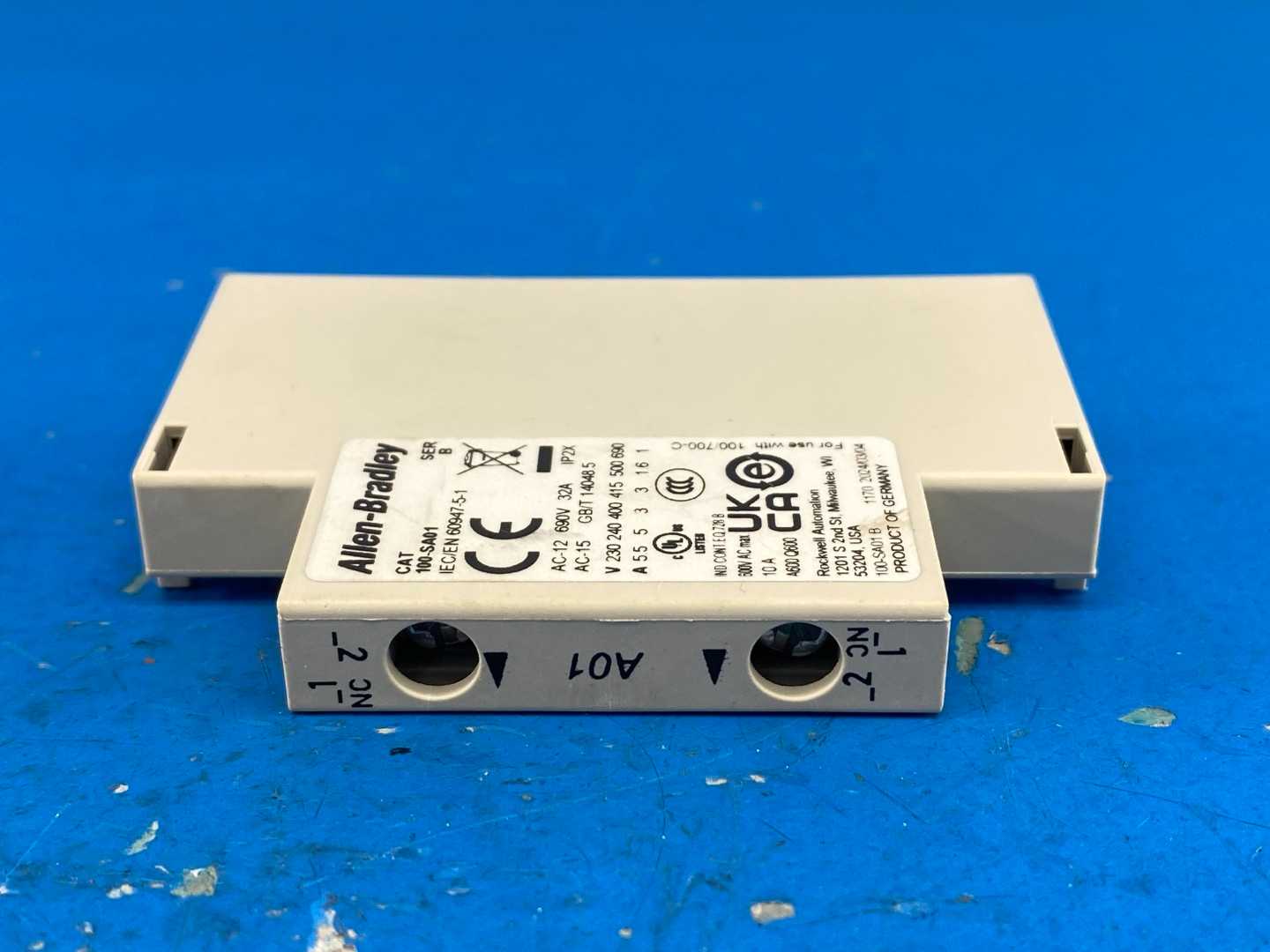Allen-Bradley 100-SA01 Auxiliary Contact Block 1NC Side-Mount 10A 600V AC Max IEC/EN 60947-5-1 Series B 