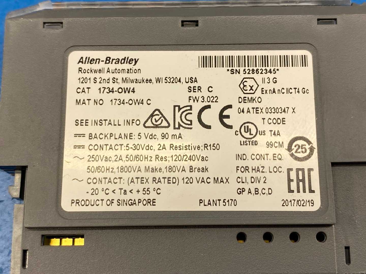 Allen-Bradley 1734-OW4 Series C, 4 Point I/O Relay Output Module 24V DC