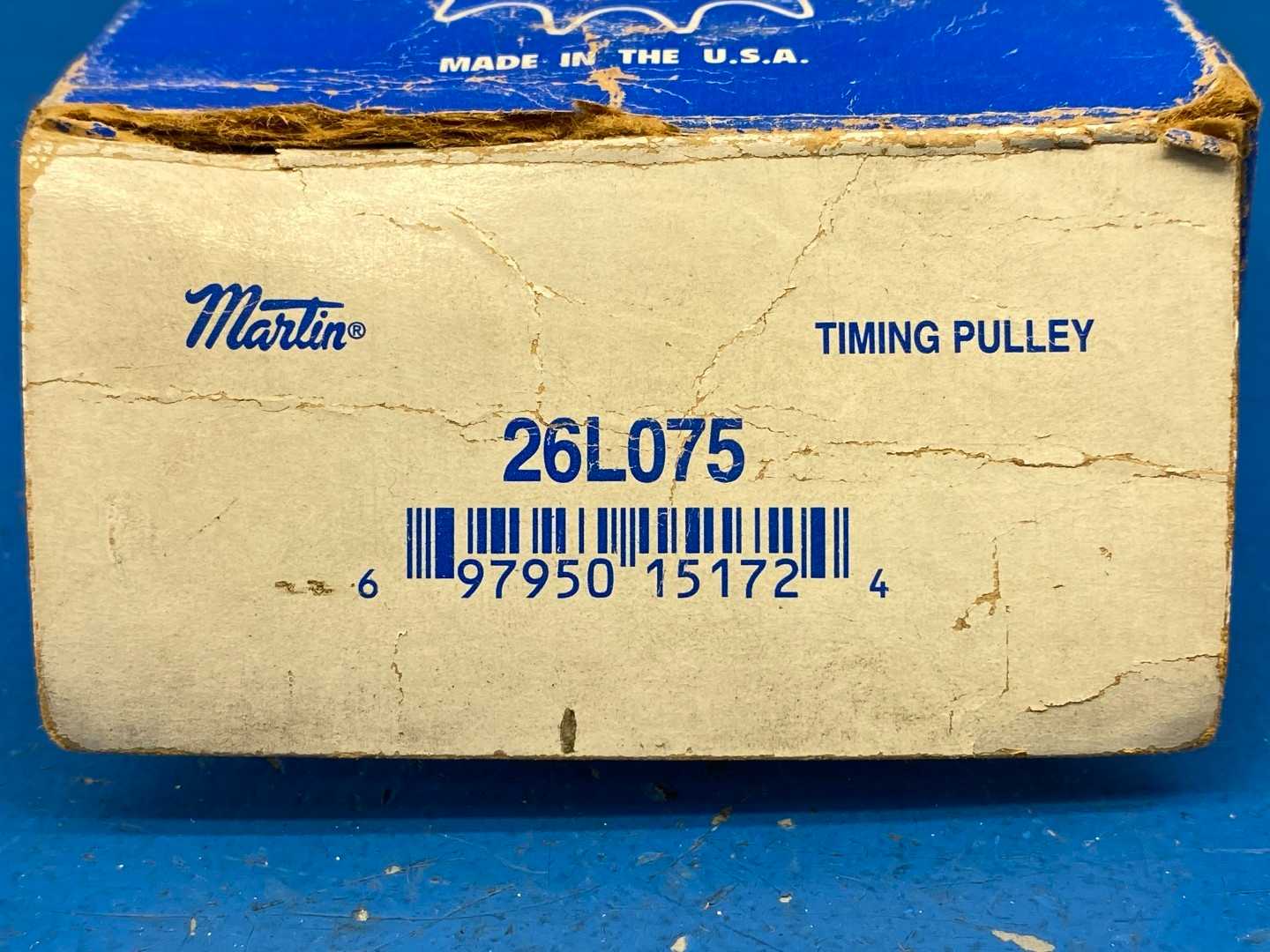 Martin 26L075 Timing Belt Pulley 0.3750" Pitch, 26 Tooth 0.6250" to 1.625" Bore Dia 3.07 O. D, 0.7500" Belt Width