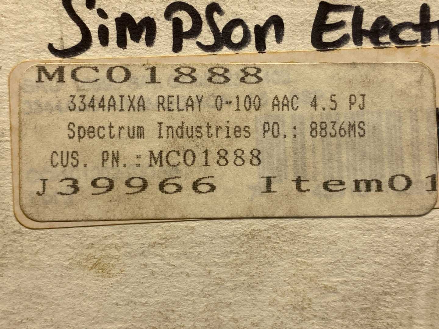 Simpson 3344AIXA Rugged Seal AC Ammeter Relay 0-100A Single Set Point 120V
