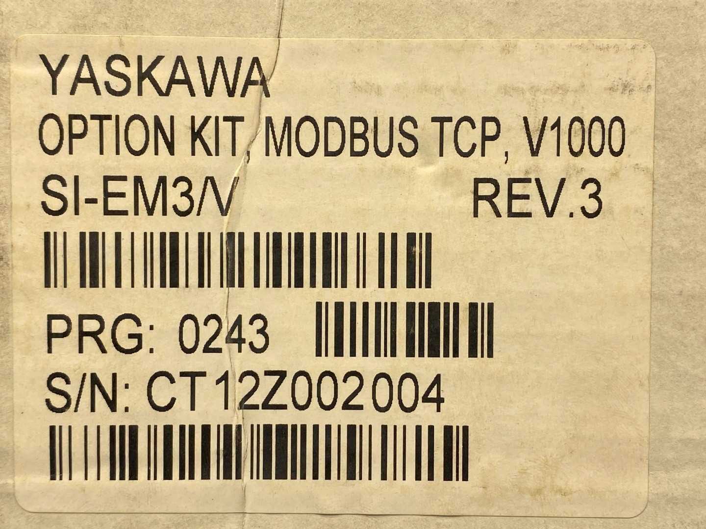 Yaskawa SI-EM3/V Modbus TCP/IP Ethernet based Network Unit Option Kit for Yaskawa AC Drive-V1000 PRG 0243, REV.3