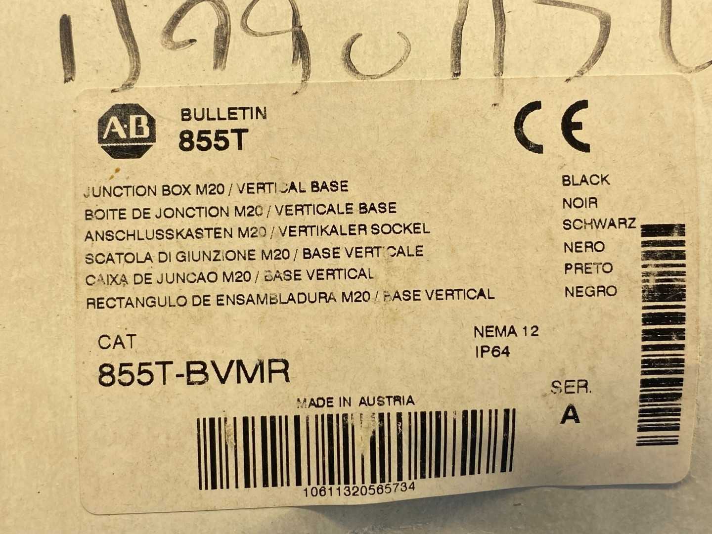 Allen-Bradley 855T-BVMR Junction Box M20 / Vertical Base 70mm Control Tower Light Accessories Black