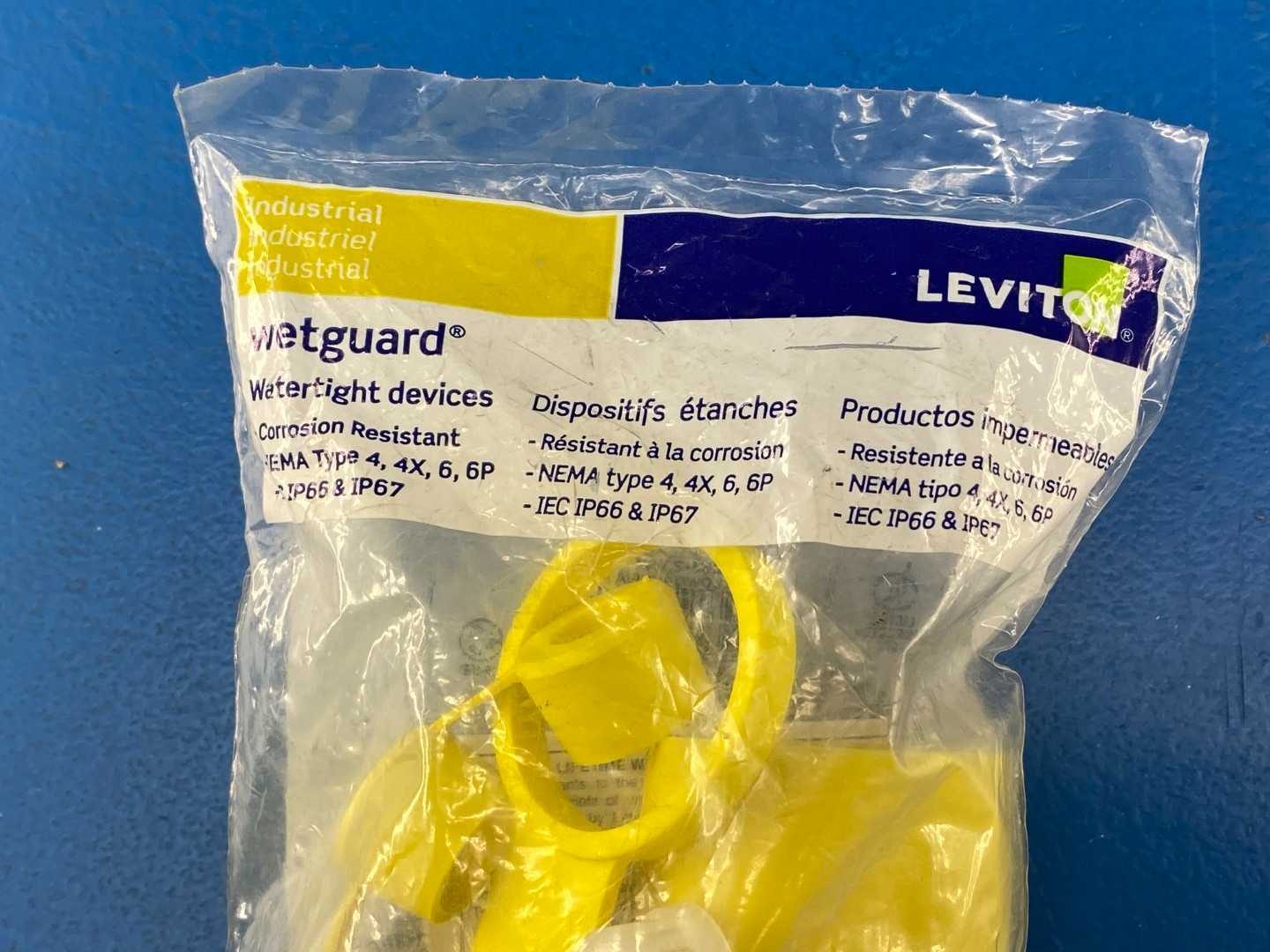 Leviton 263-25W47 Wetguard Watertight Locking Connector Yellow, 15A, 125V NEMA L5-15R, 2P, 3W