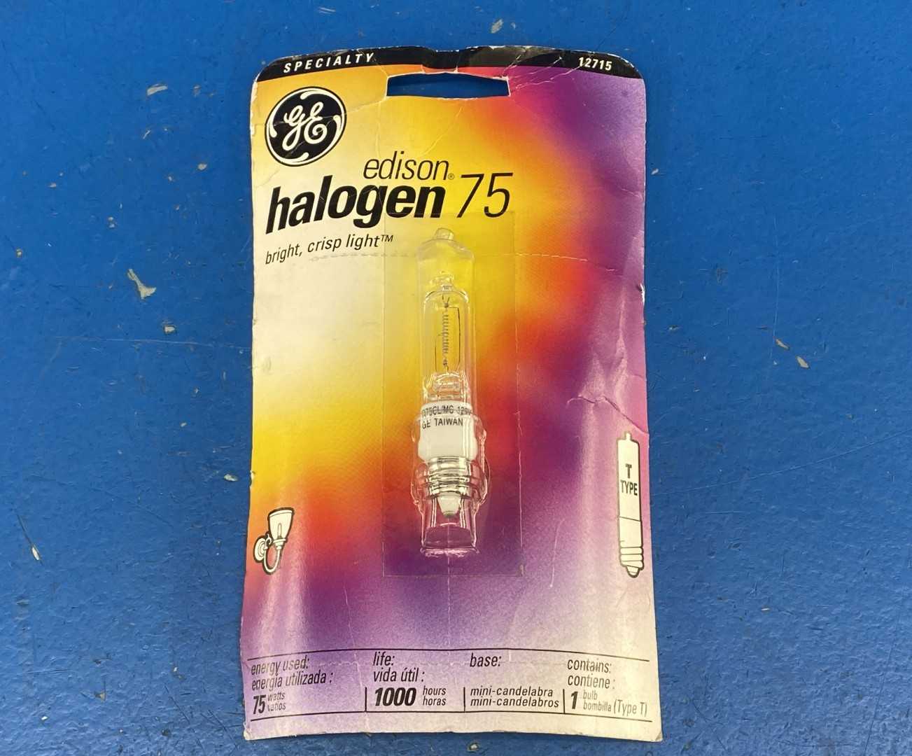 GE Lighting 12715 75 Watt Halogen Mini Candelabra Tube Light Bulb