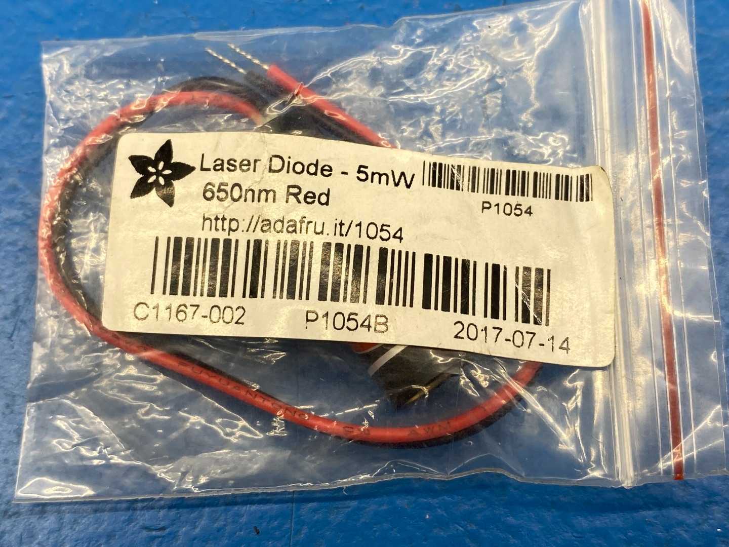 Adafruit Industries 1054 Laser Diode - 5mW 650nm Red
