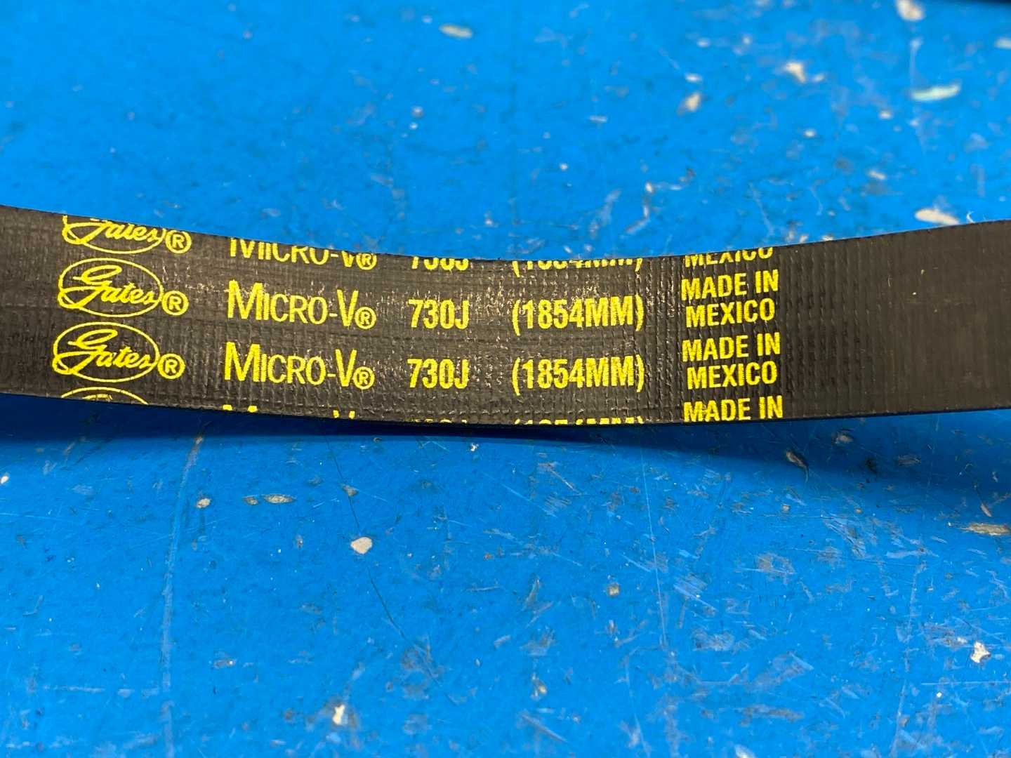 Gates 730J Micro-V Belt 3/32" Pitch; 73" Belt Pitch Length; 3/32" Belt Width; 1 Band; Polyester Tensile Material; Rubbe