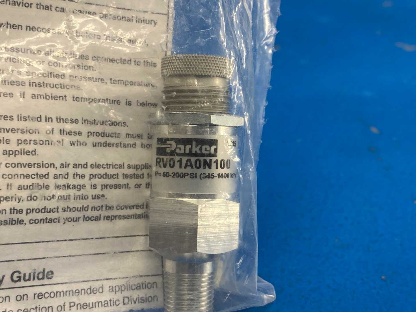 Parker RV01A0N100 1/8" NPT Male P=50-200PSI Compact Relief Valve