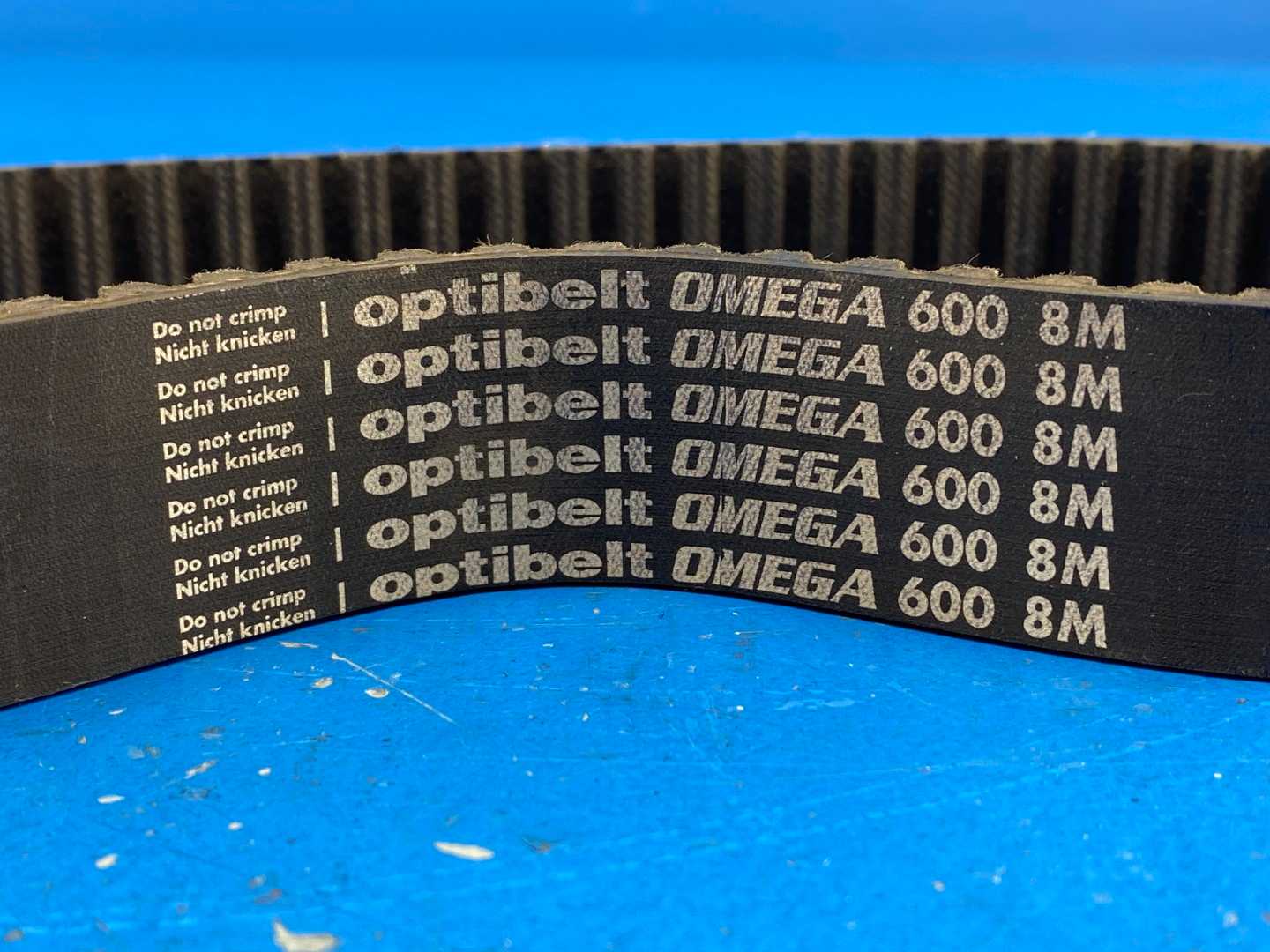 Optibelt 600-8M-50 Omega Synchronous Timing Belt 23.62" Pitch Length x 0.31" Tooth Pitch x 1.97" W (600mm x 8mm x 50mm)
