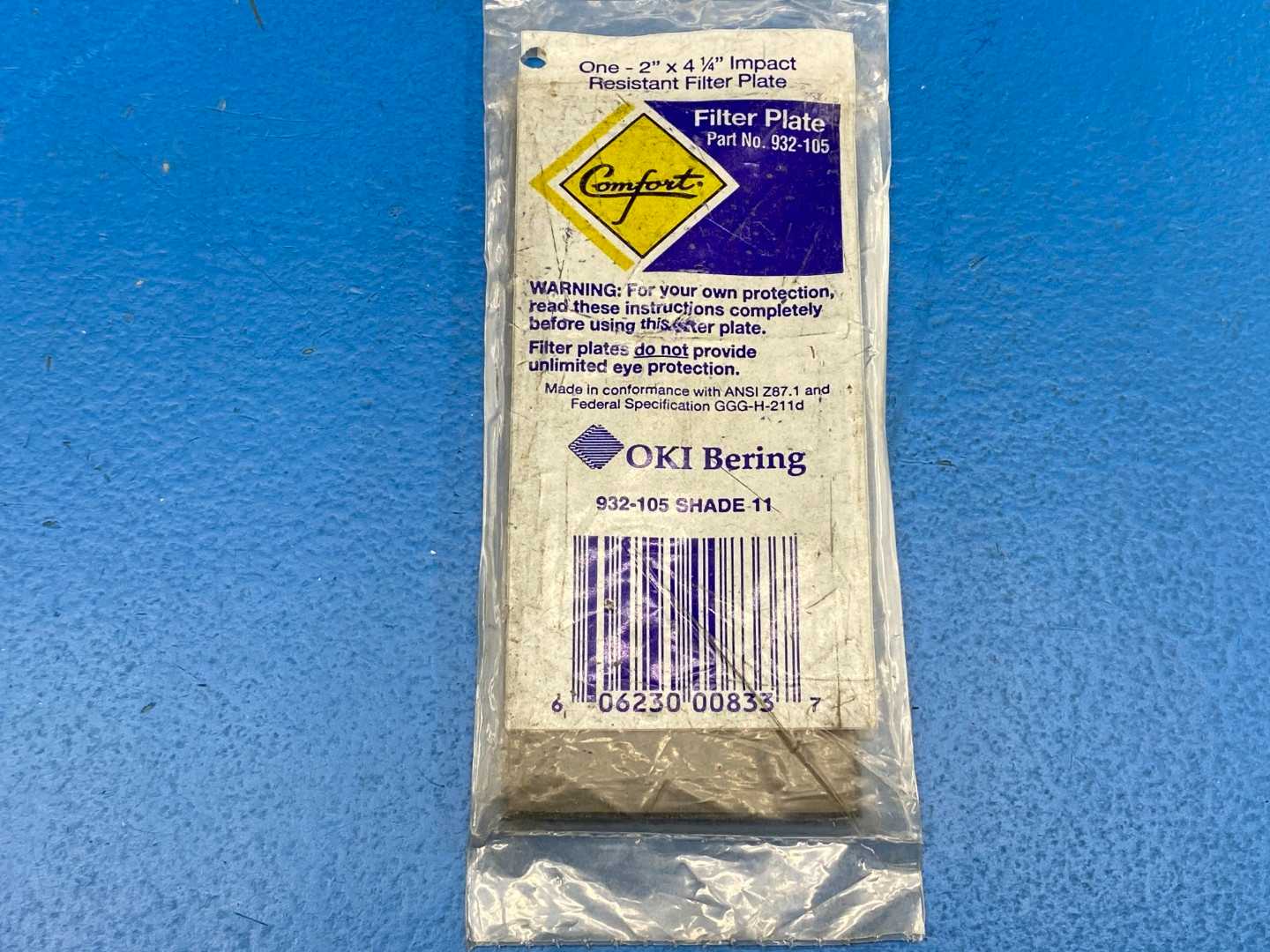 OKI Bering 932-105 SHADE 11, 2"x 4-1/4" Filter Plate Heat Treated Glass