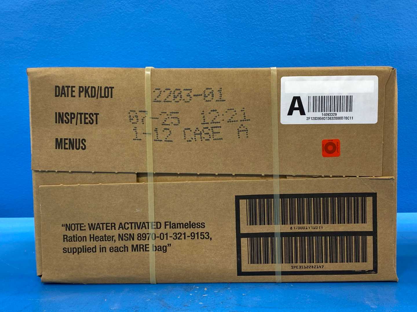 7.25 (10.16 Insp. Extension) MRE Case (12 Pack) U.S. Military Genuine Ready to Eat Meals Case A or B (Varies)
