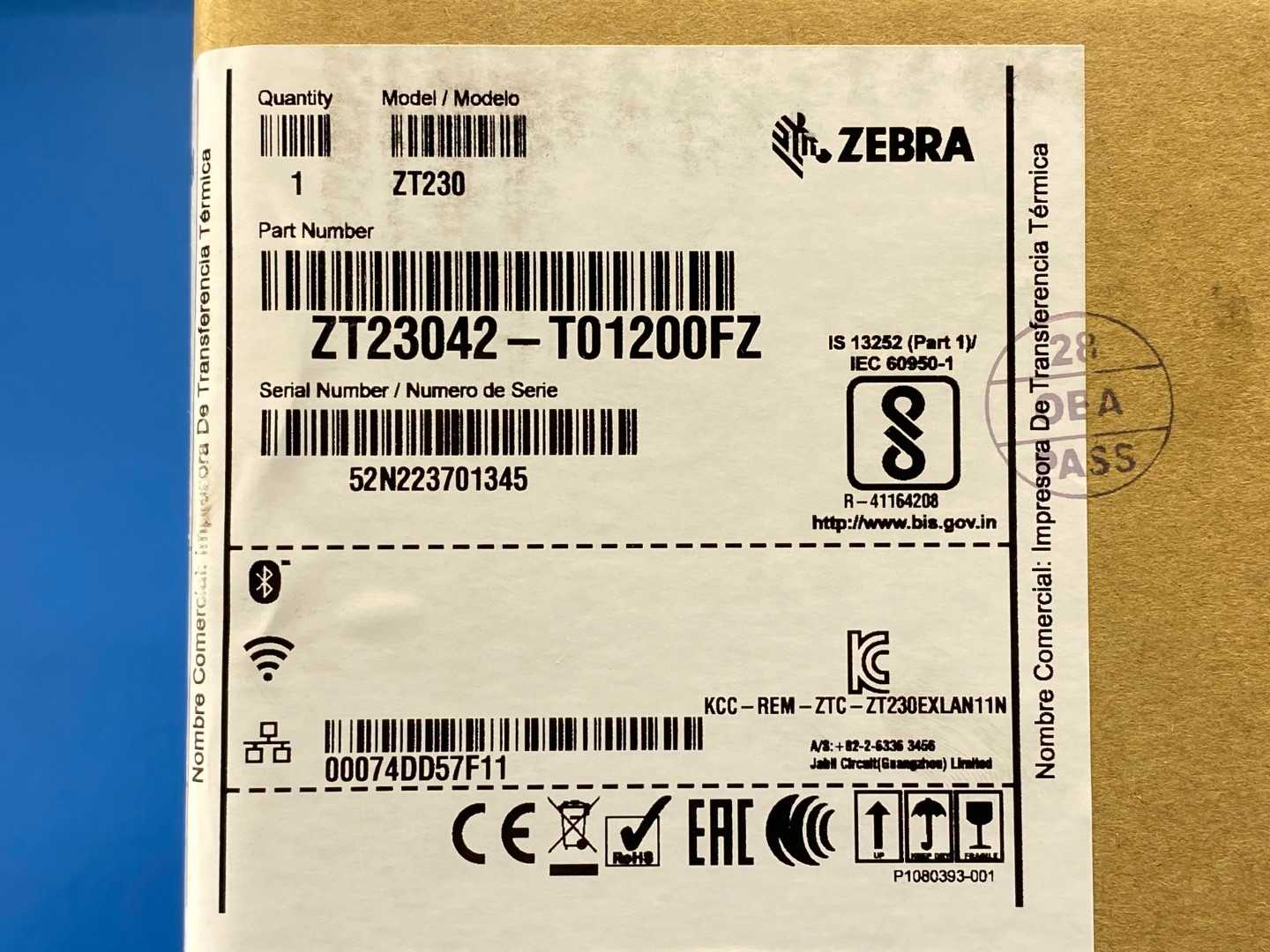ZEBRA ZT230 Thermal Transfer and Direct Thermal Industrial Monochrome Barcode Label Printer 4" Print Width, 203 DPI