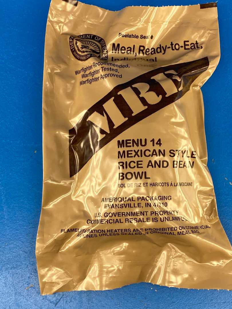 MRE Meal 2025, Ready-to-Eat Menu 14 Mexican Style Rice and Bean Bowl