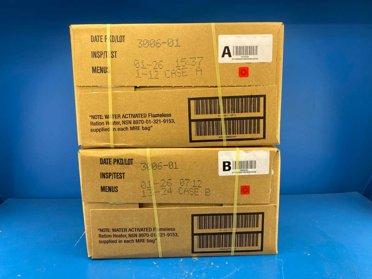 2026 Military MRE Case A/B Combo (24 Pack 2 Cases) U.S. Military Genuine Ready to Eat Meals Case A and B