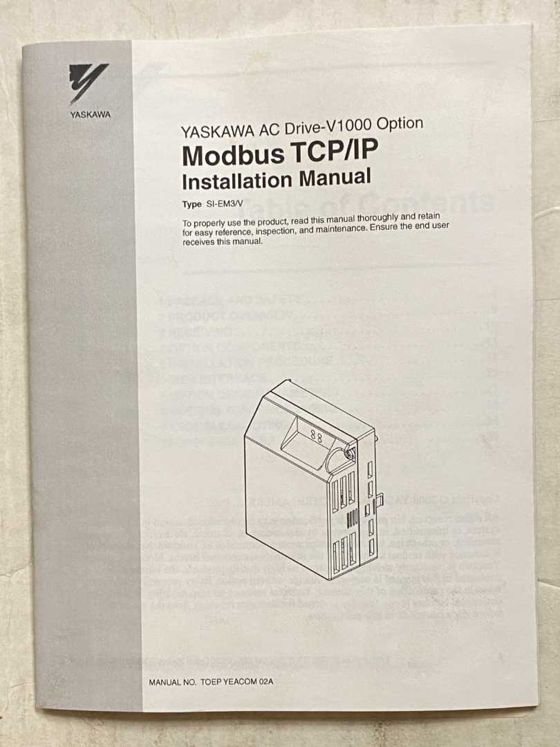 Yaskawa SI-EM3/V Modbus TCP/IP Ethernet based Network Unit Option Kit for Yaskawa AC Drive-V1000 PRG 0243, REV.3
