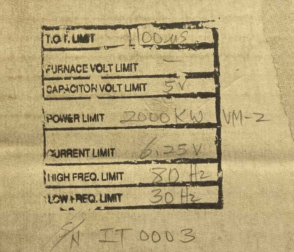 Inductotherm IP#806620, S0928, 2000KW-VW2 #230675 Circuit Board