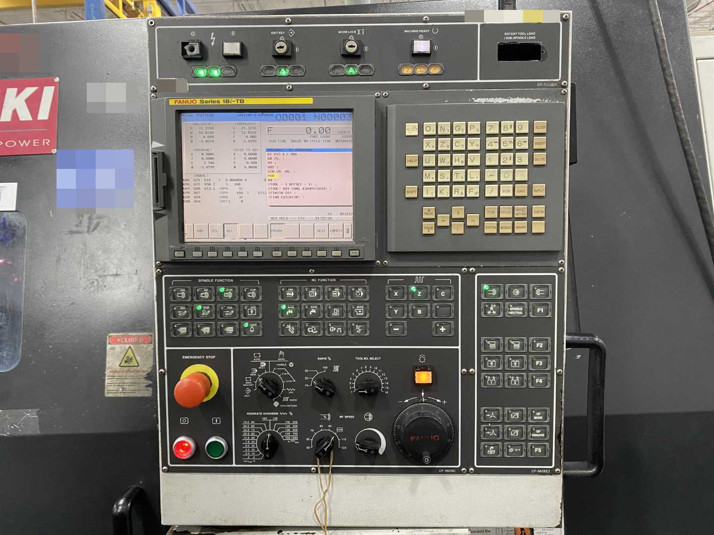 Yama Seiki GS-4000LM CNC Horizontal Turning Center Fanuc 0i-TD, 20,635 Hours, 2012, 18" Chuck, 30.31" Swing, 24.4" Turn Dia, 59.05" Length, Live Tooling, 12-Station Turret