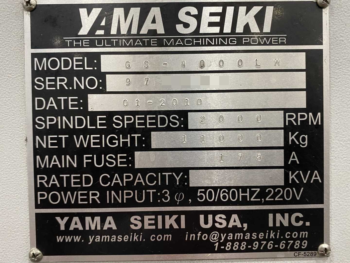 Yama Seiki GS-4000LM CNC Horizontal Turning Center Fanuc 0i-TD, 20,635 Hours, 2012, 18" Chuck, 30.31" Swing, 24.4" Turn Dia, 59.05" Length, Live Tooling, 12-Station Turret