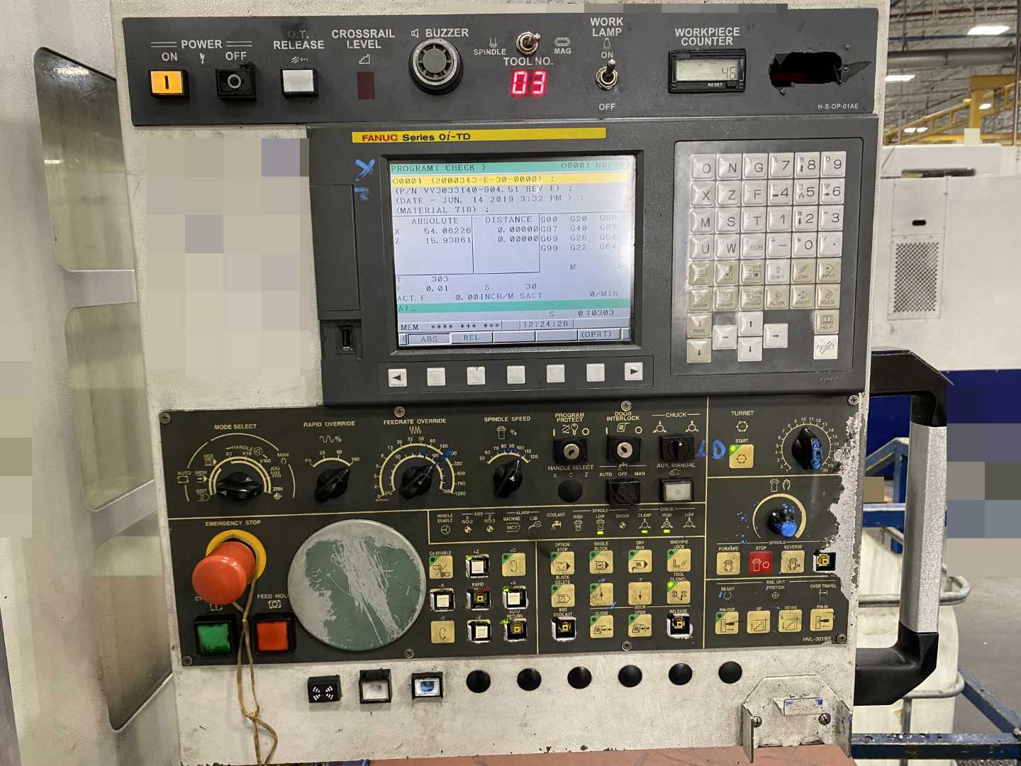 Honor Seiki VL-86C CNC Vertical Turning Center Fanuc 0i-TD, 24,314 Hours, 2012, 31.5" Table, 37.4" Swing, 37.4" Turn Dia, 25.6" Turn Height, 12-Station Turret, 40 kVA