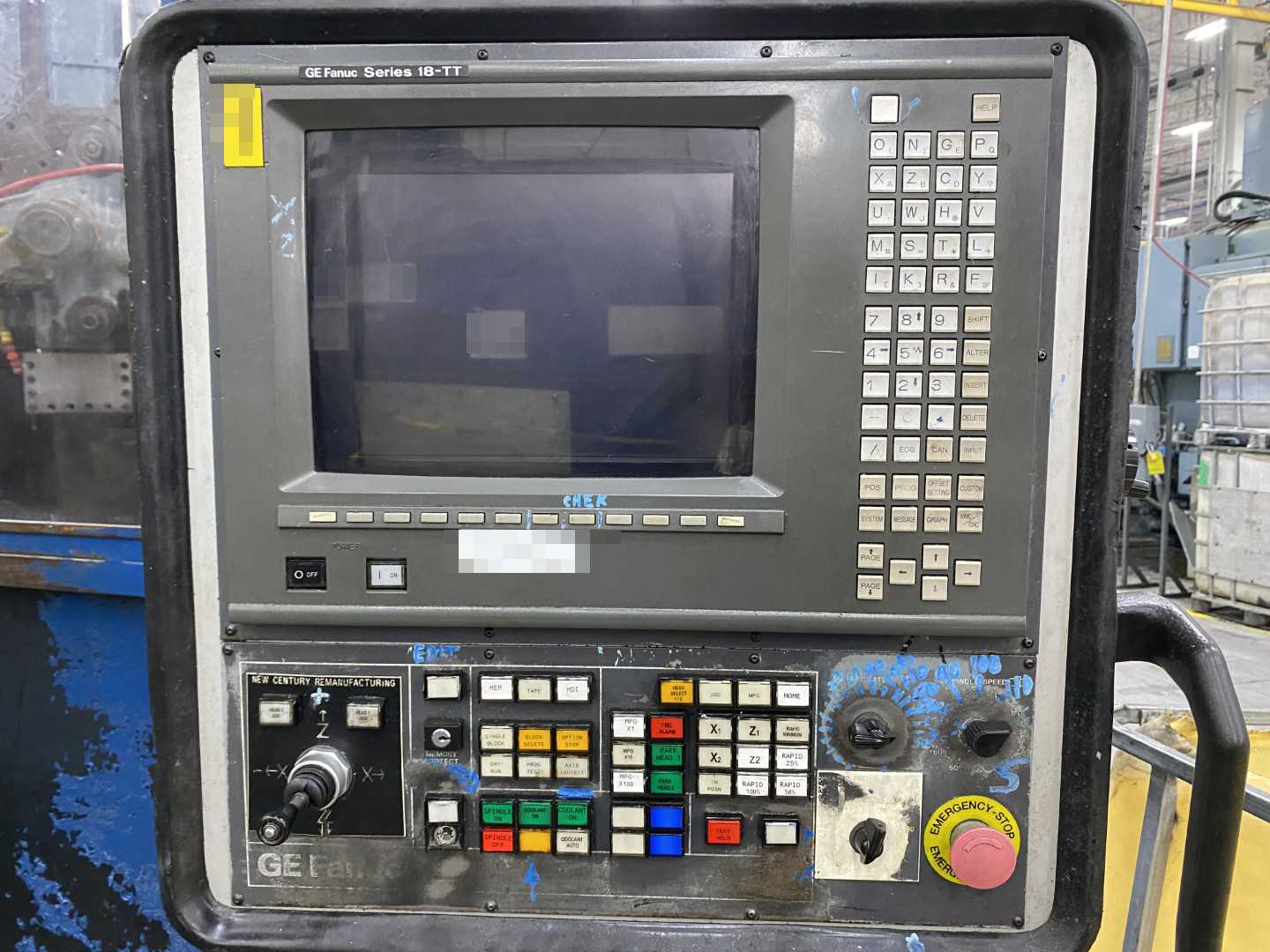 Betts Twin CNC Vertical Boring Mill, Fanuc 18-TT, Dual Ram, 4-Axis, FINCOR DC Drive, 47,586 Hours