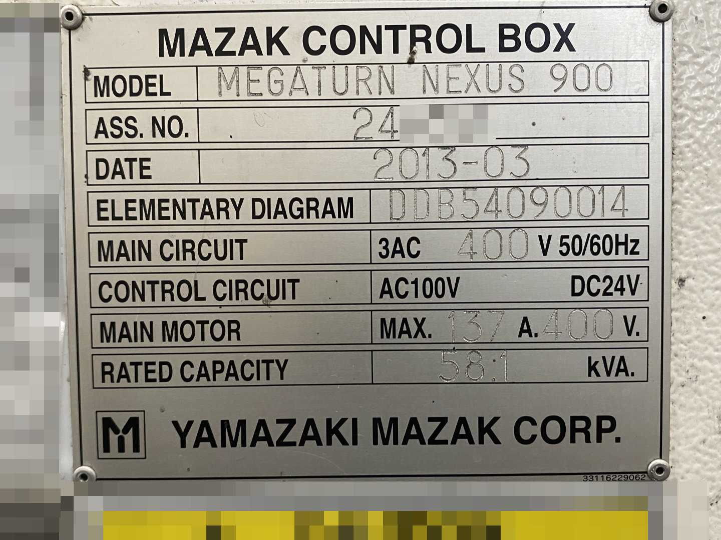Mazak Megaturn Nexus 900 CNC Vertical Turning Center Mazatrol Matrix Nexus, 22,283 Hours, 2013, 36" Chuck, 39.37" Swing, 36.22" Turn Dia, 31.50" Turn Height, 12-Station Turret