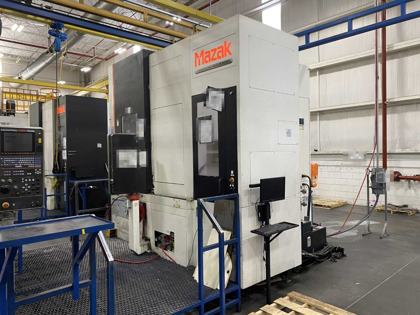 Mazak Megaturn Nexus 900 CNC Vertical Turning Center Mazatrol Matrix Nexus, 22,283 Hours, 2013, 36" Chuck, 39.37" Swing, 36.22" Turn Dia, 31.50" Turn Height, 12-Station Turret