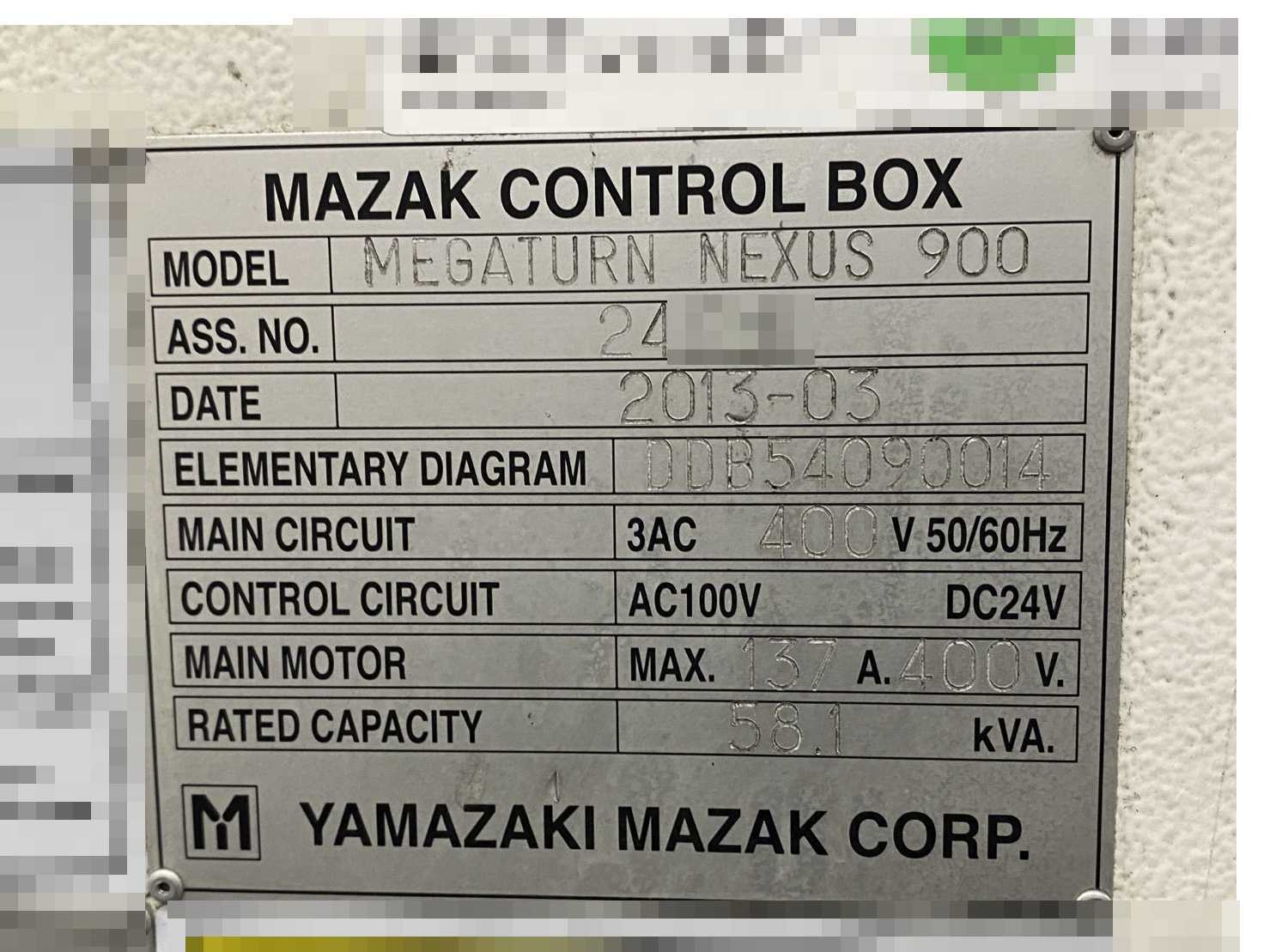 Mazak Megaturn Nexus 900 CNC Vertical Turning Center Mazatrol Matrix Nexus, 23,803 Hours, 2013, 36" Chuck, 39.37" Swing, 36.22" Turn Dia, 31.50" Turn Height, 12-Station Turret