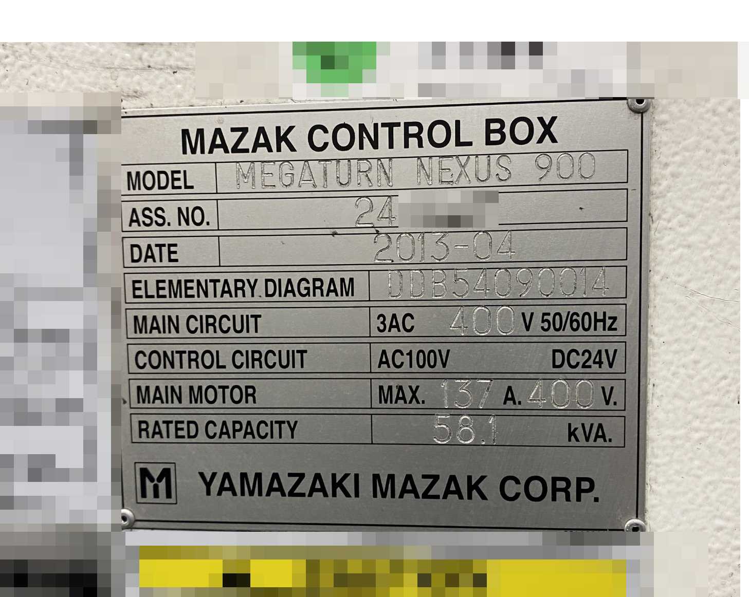 Mazak Megaturn Nexus 900 CNC Vertical Turning Center Mazatrol Matrix Nexus, 18,567 Hours, 2013, 36" Chuck, 39.37" Swing, 36.22" Turn Dia, 31.50" Turn Height, 12-Station Turret